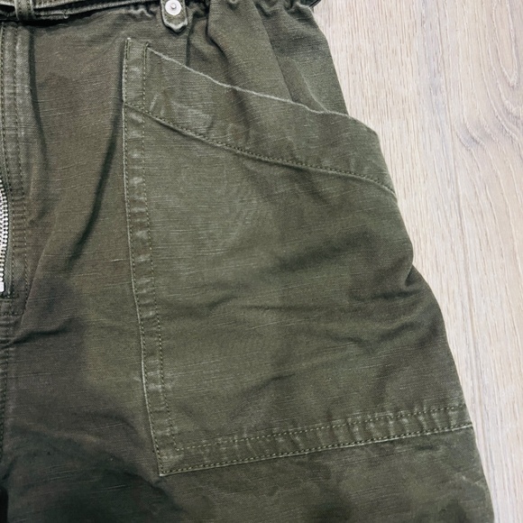 Banana Republic PAPERBAG SHORT army olive green high rise belt size 6 utility - Picture 7 of 14
